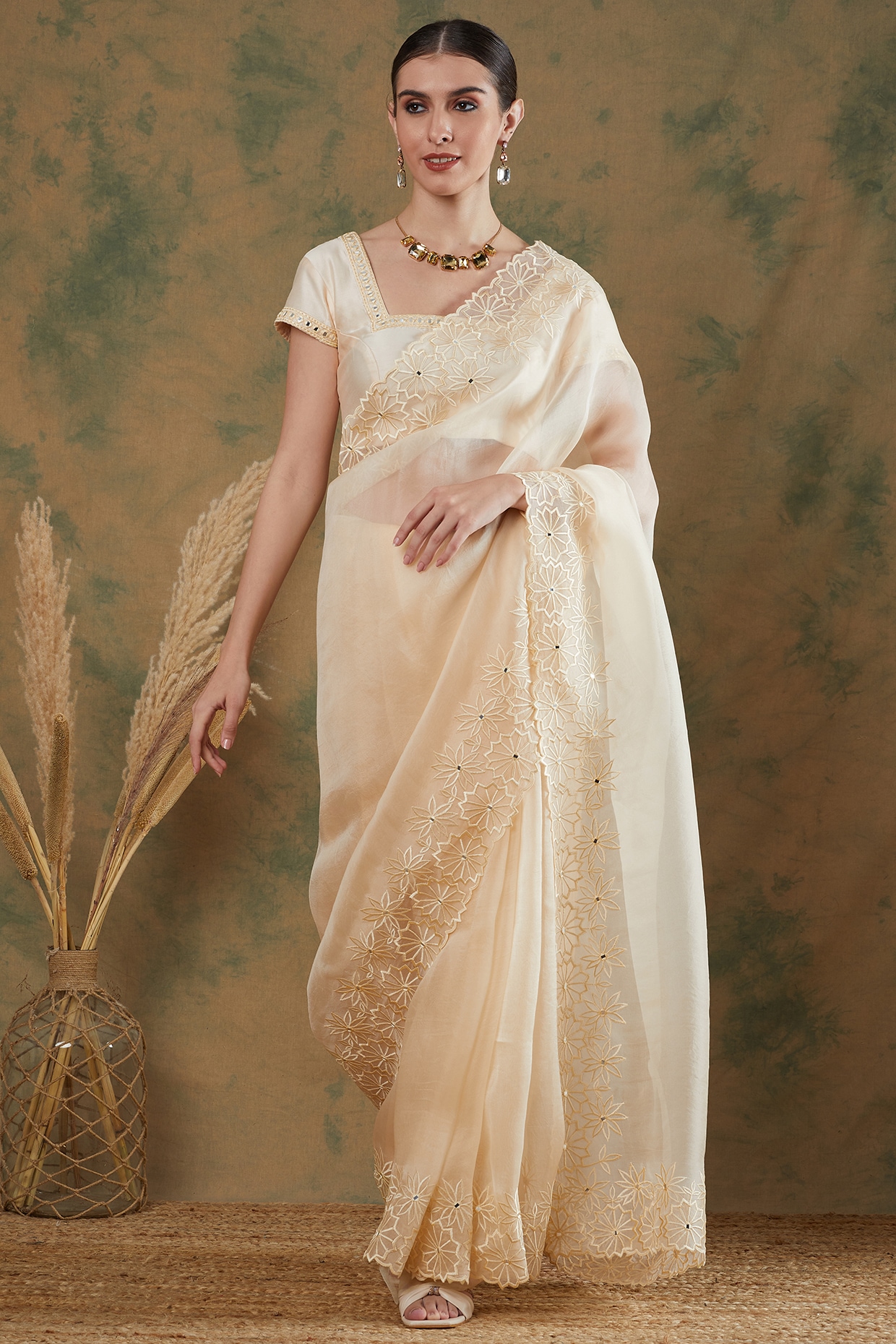 White on sale bridal saree