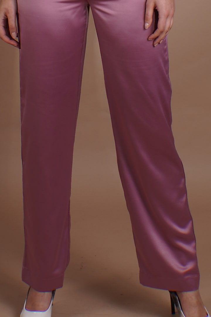 Purple Satin Lycra Pant Set by Label Nupur Gupta at Pernia's Pop Up Shop