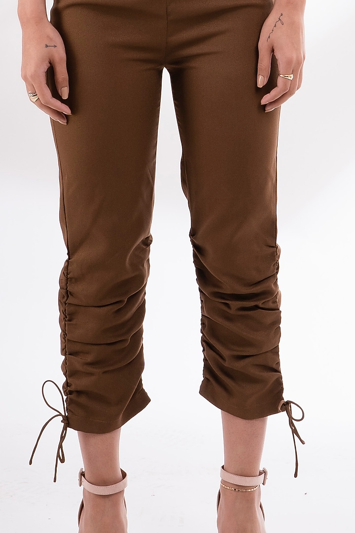Brown Moss Crepe Pant Set by Label Nupur Gupta at Pernia's Pop Up Shop
