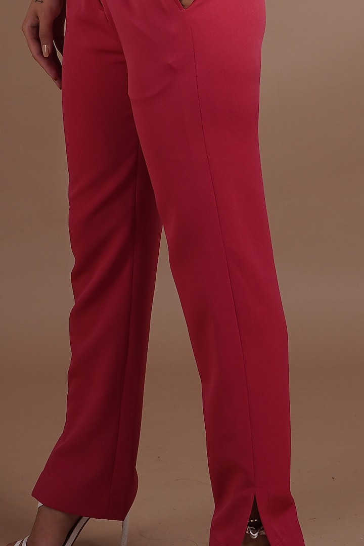 Reddish-Pink Banana Crepe Pant Set by Label Nupur Gupta at Pernia's Pop Up Shop