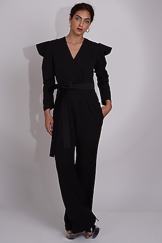 Black Banana Crepe Jumpsuit by Label Nupur Gupta