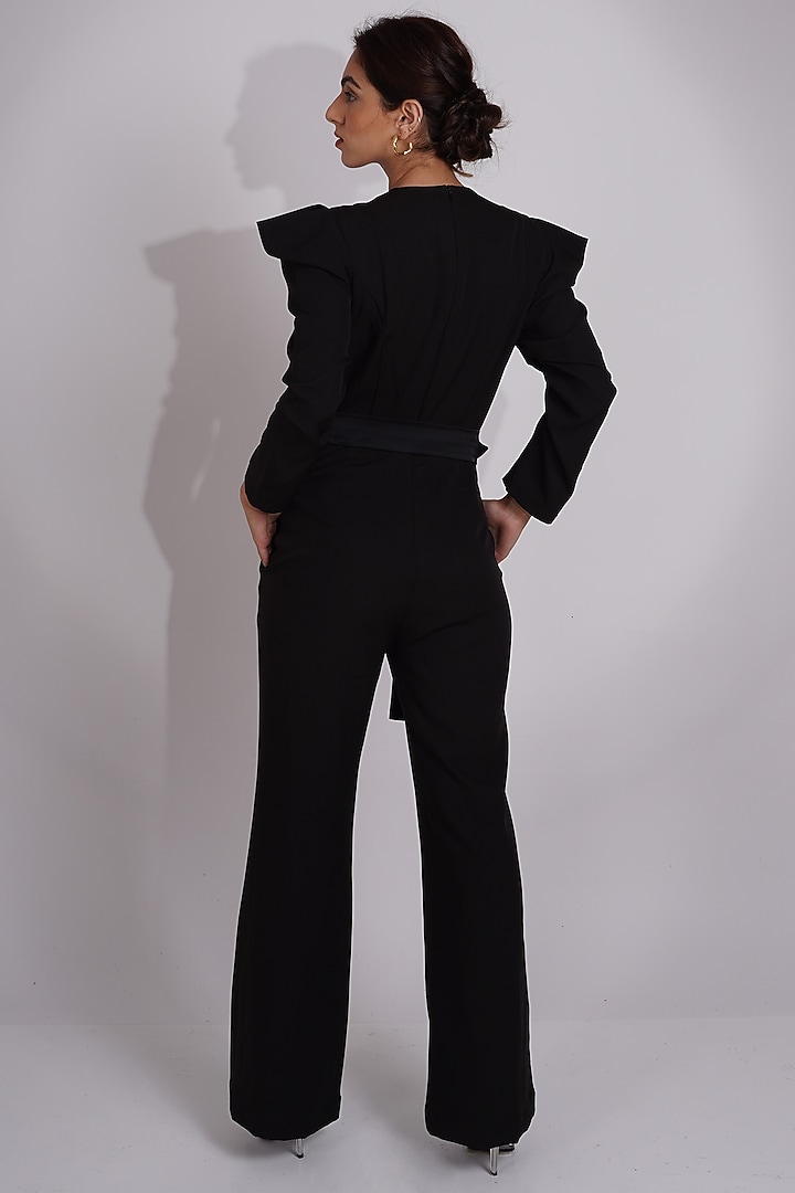 Black Banana Crepe Jumpsuit by Label Nupur Gupta at Pernia's Pop Up Shop