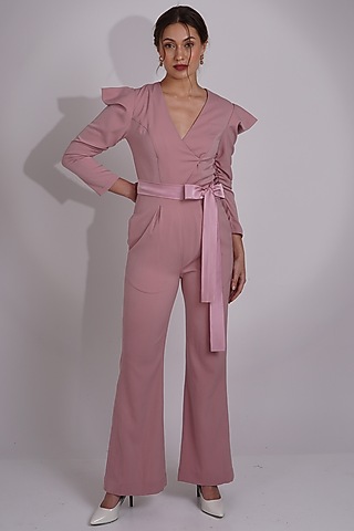 Mauve Banana Crepe Jumpsuit by Label Nupur Gupta
