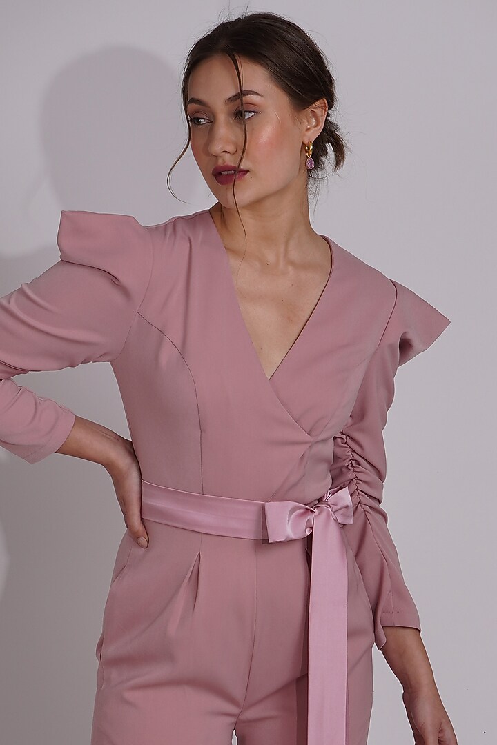 Mauve Banana Crepe Jumpsuit by Label Nupur Gupta at Pernia's Pop Up Shop