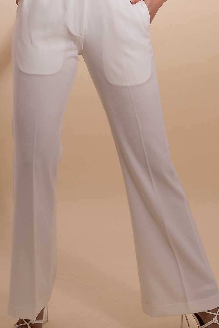 White Banana Crepe High-Waisted Pant Set by Label Nupur Gupta at Pernia's Pop Up Shop