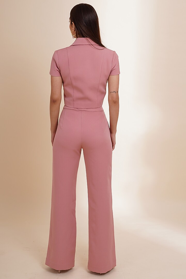 Blush Pink Banana Crepe High-Waisted Pant Set by Label Nupur Gupta at Pernia's Pop Up Shop