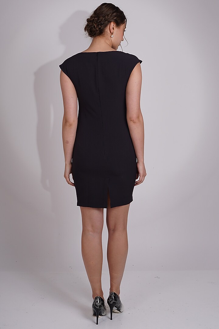 Black Gathered Midi Summer Dress by Label Nupur Gupta at Pernia's Pop Up Shop