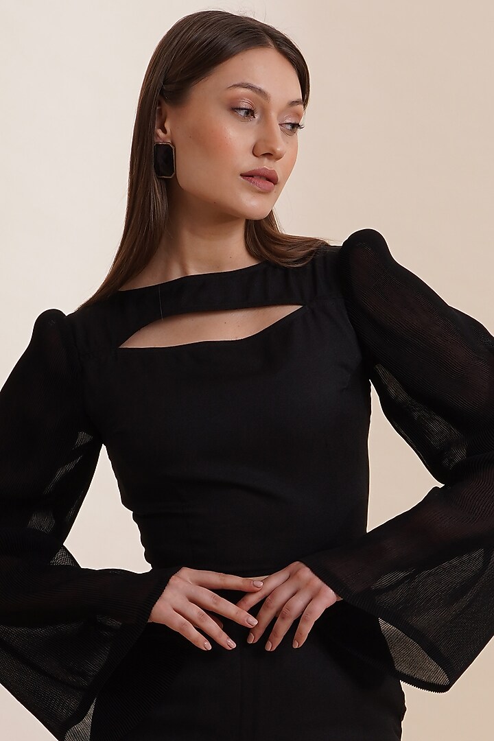 Black Bell-Bottom Pant Set by Label Nupur Gupta at Pernia's Pop Up Shop