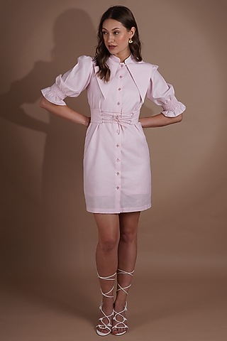 Crystal Pink Shirt Dress by Label Nupur Gupta
