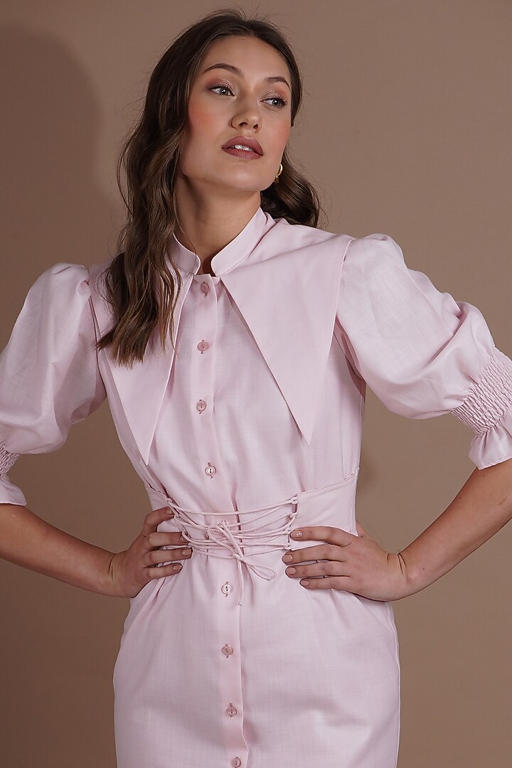 Crystal Pink Summer Shirt Dress by Label Nupur Gupta at Pernia's Pop Up Shop