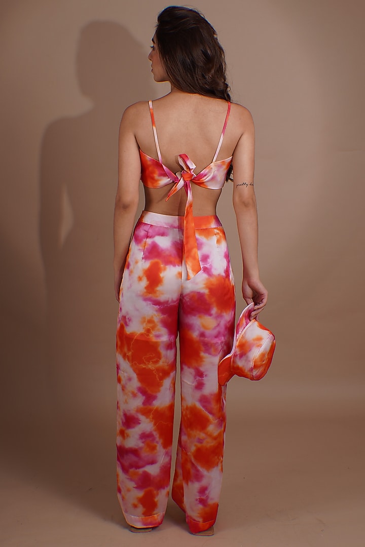 White & Orange Georgette Pant Set by Label Nupur Gupta at Pernia's Pop Up Shop