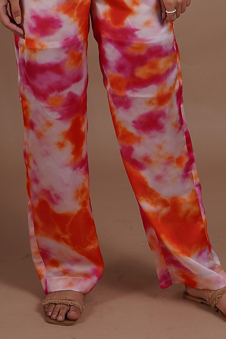 White & Orange Georgette Pant Set by Label Nupur Gupta at Pernia's Pop Up Shop