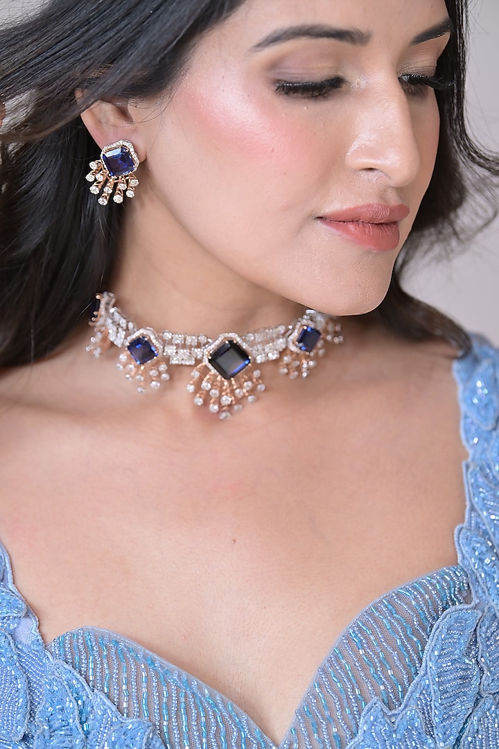Ice Blue Shimmer Georgette Draped Wedding Saree Set by La Pearl at Pernia's Pop Up Shop