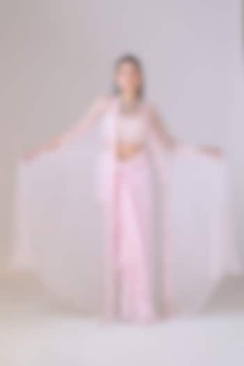 Pink Organza Cutdana Work Cape Set by La Pearl at Pernia's Pop Up Shop