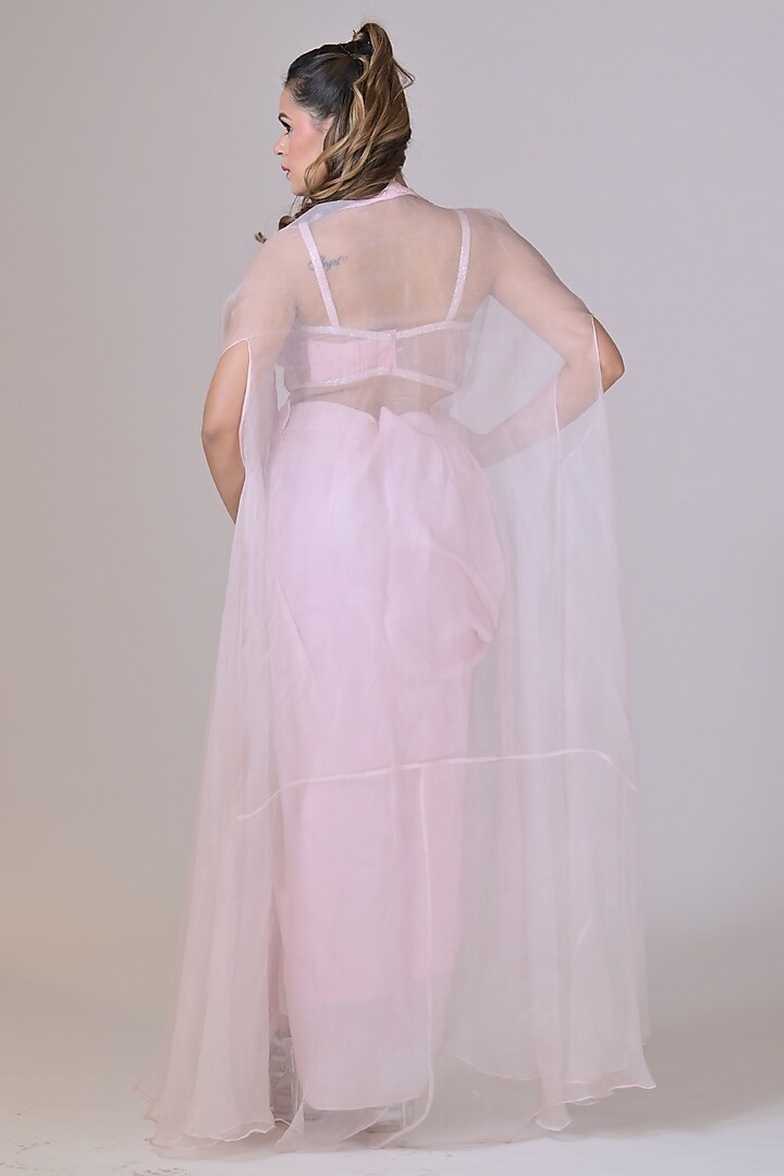 Pink Organza Cutdana Work Cape Set by La Pearl at Pernia's Pop Up Shop