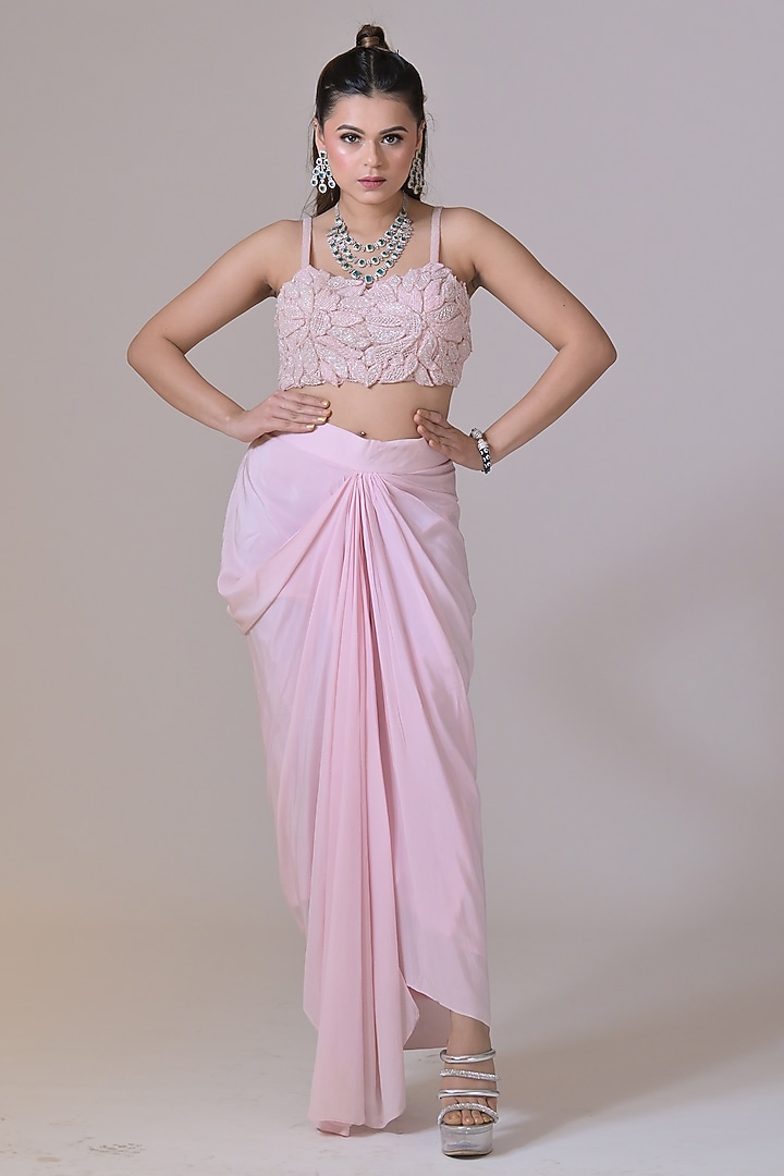 Pink Organza Cutdana Work Cape Set by La Pearl at Pernia's Pop Up Shop