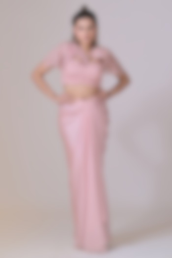 Pink Lycra Draped Skirt Set by La Pearl at Pernia's Pop Up Shop
