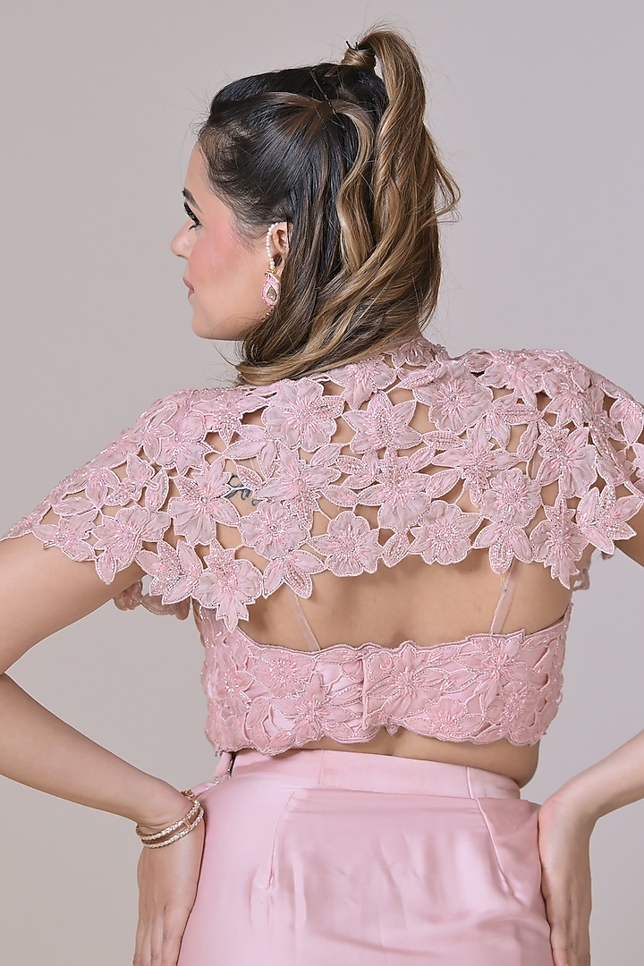 Pink Lycra Draped Skirt Set by La Pearl at Pernia's Pop Up Shop