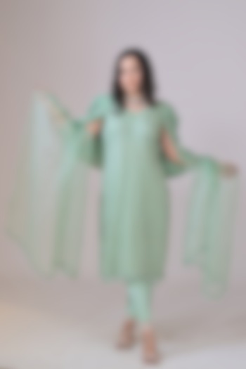 Light Green Organza Handwork Kurta Set by La Pearl at Pernia's Pop Up Shop