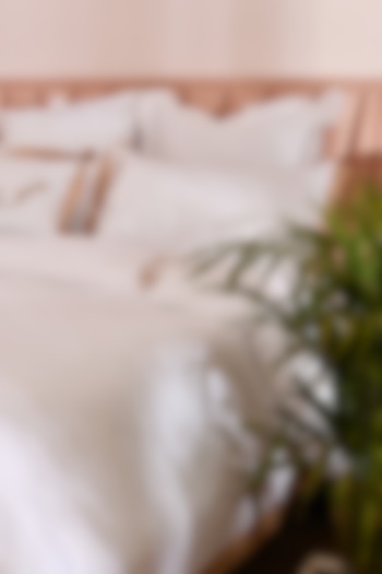 White & Beige Cotton Embroidered Bedsheet Set by La Paloma at Pernia's Pop Up Shop