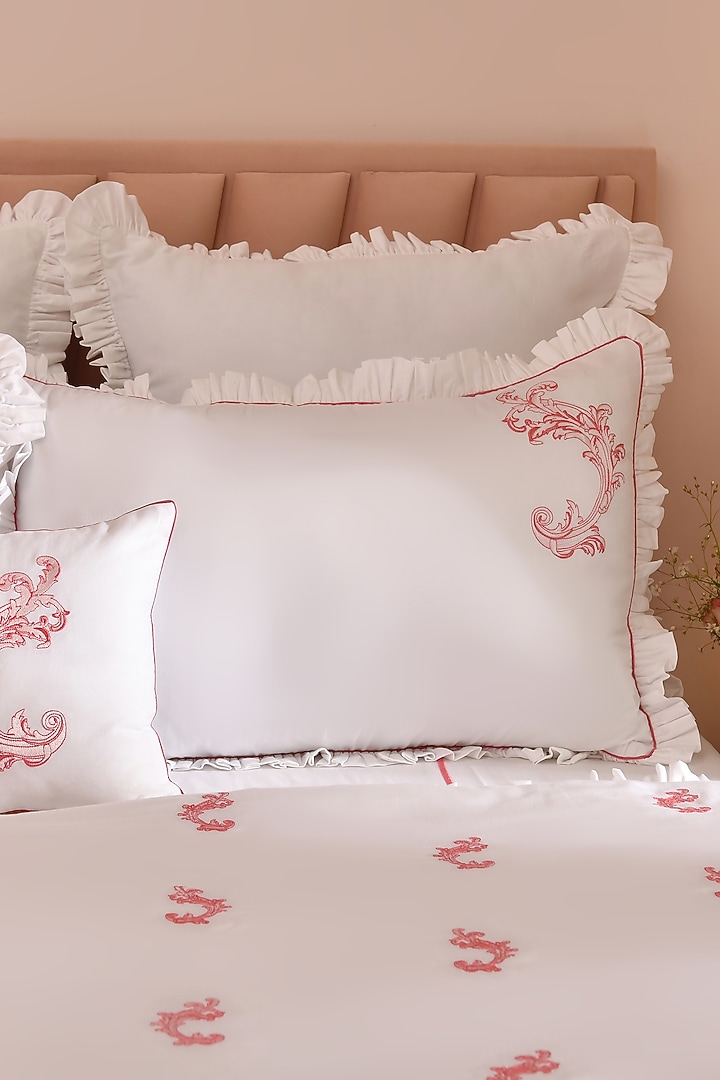 White & Pink Cotton Bedsheet Set by La Paloma at Pernia's Pop Up Shop
