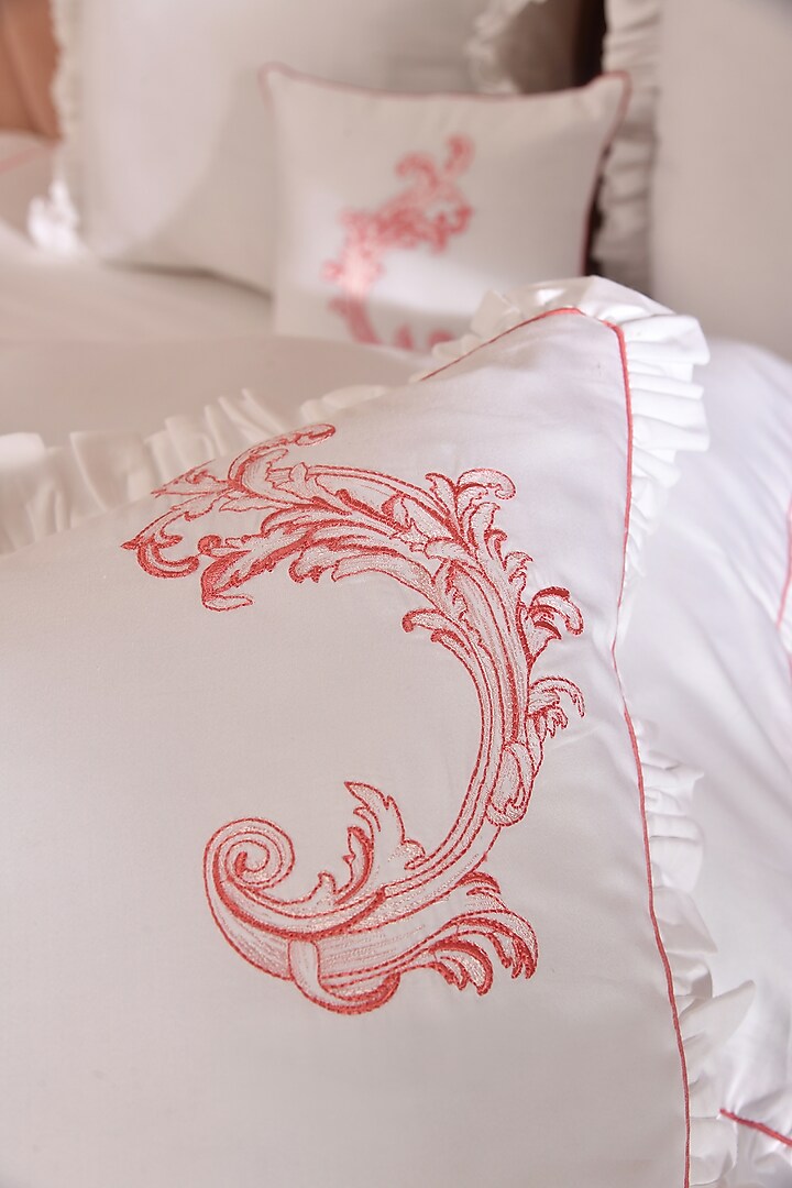 White & Pink Cotton Bedsheet Set by La Paloma at Pernia's Pop Up Shop