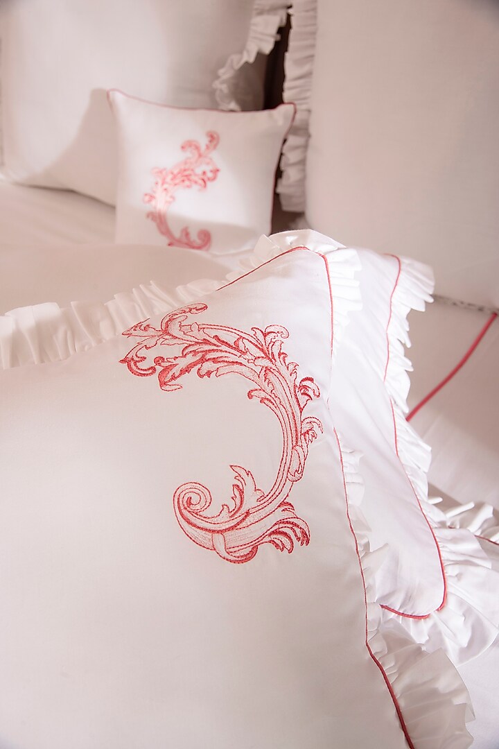 White & Pink Cotton Bedsheet Set by La Paloma at Pernia's Pop Up Shop
