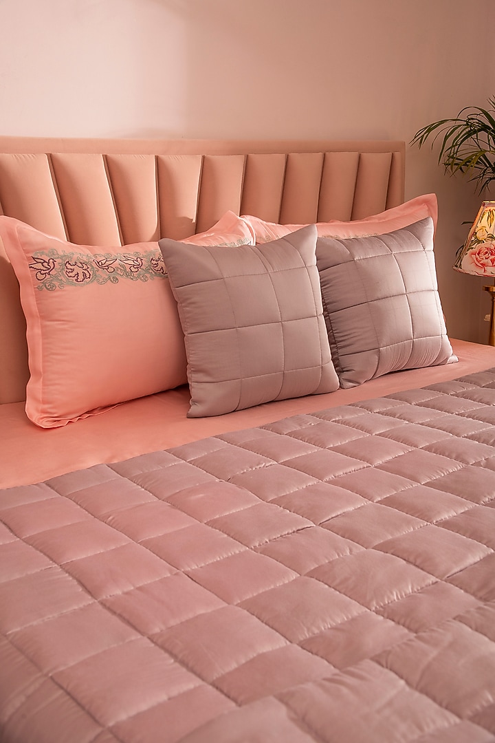 Peach Tencel Embroidered Bedsheet Set by La Paloma at Pernia's Pop Up Shop