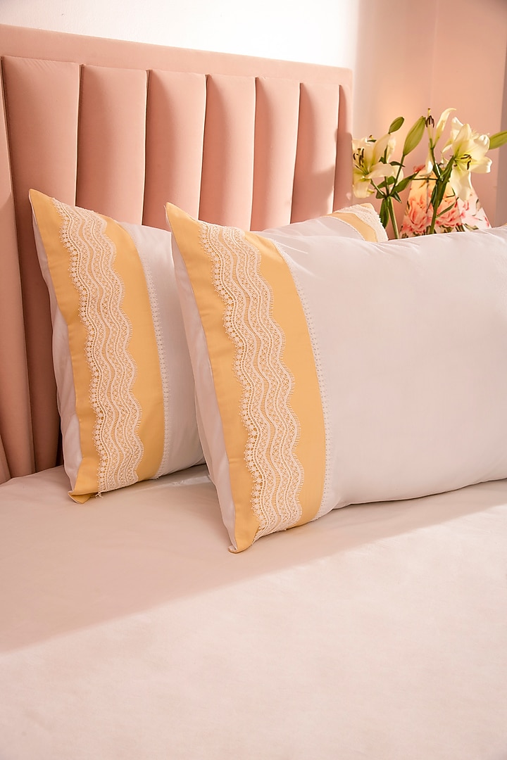 White & Yellow Cotton Bedsheet Set by La Paloma at Pernia's Pop Up Shop