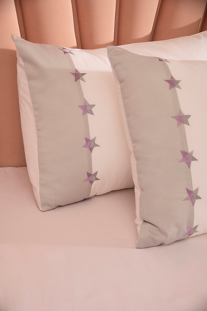 White & Grey Cotton Bedsheet Set by La Paloma at Pernia's Pop Up Shop