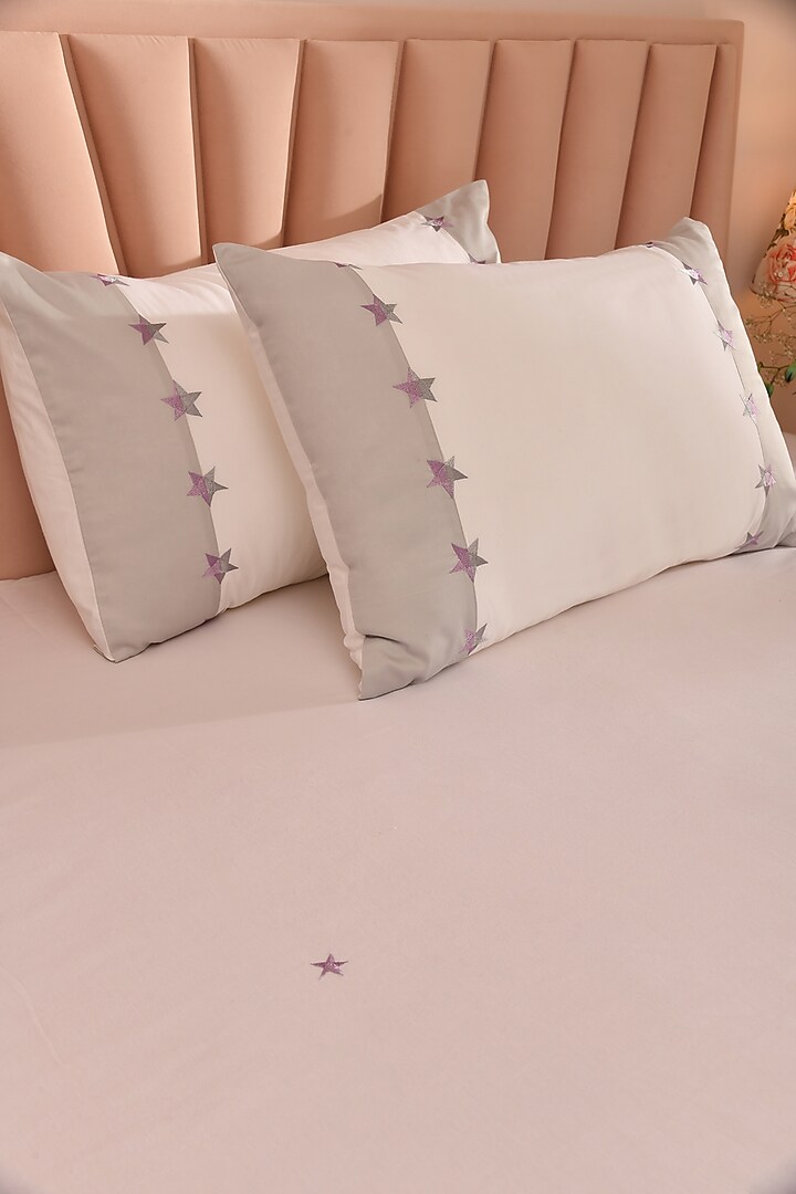White & Grey Cotton Bedsheet Set by La Paloma at Pernia's Pop Up Shop
