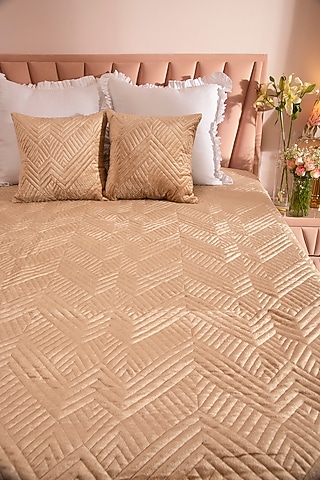 Gold Velvet & Tencel Bedspread Set by La Paloma