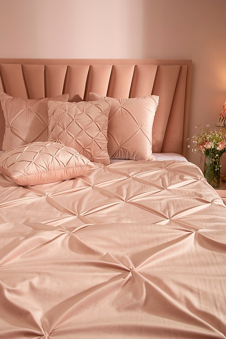 Peach Velvet & Tencel Bedspread Set by La Paloma at Pernia's Pop Up Shop