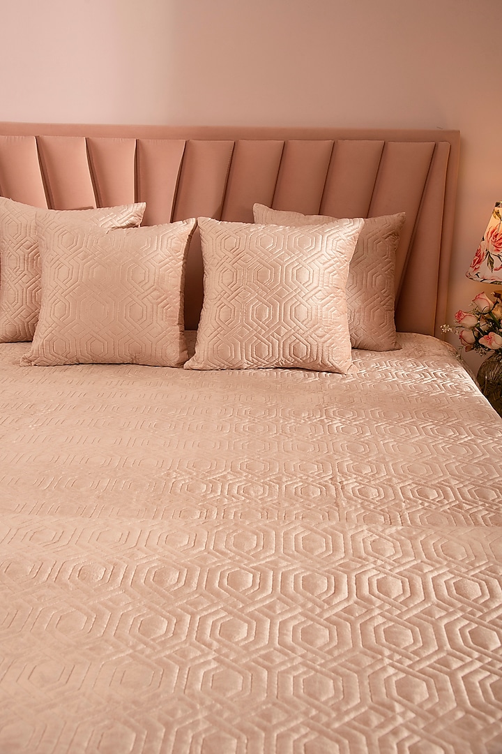 Light Peach Velvet & Tencel Bedspread Set by La Paloma