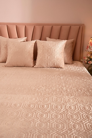 Light Peach Velvet & Tencel Bedspread Set by La Paloma