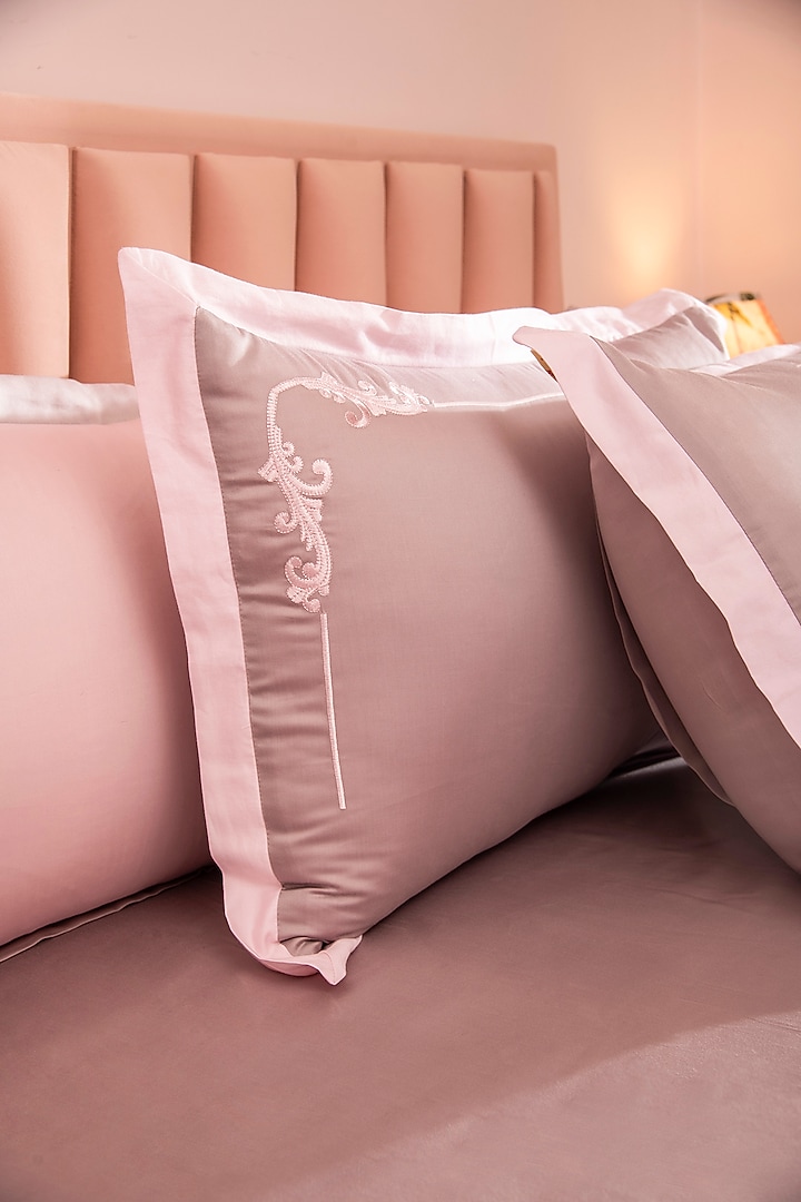 Light Pink Tencel Embroidered Duvet Set by La Paloma at Pernia's Pop Up Shop