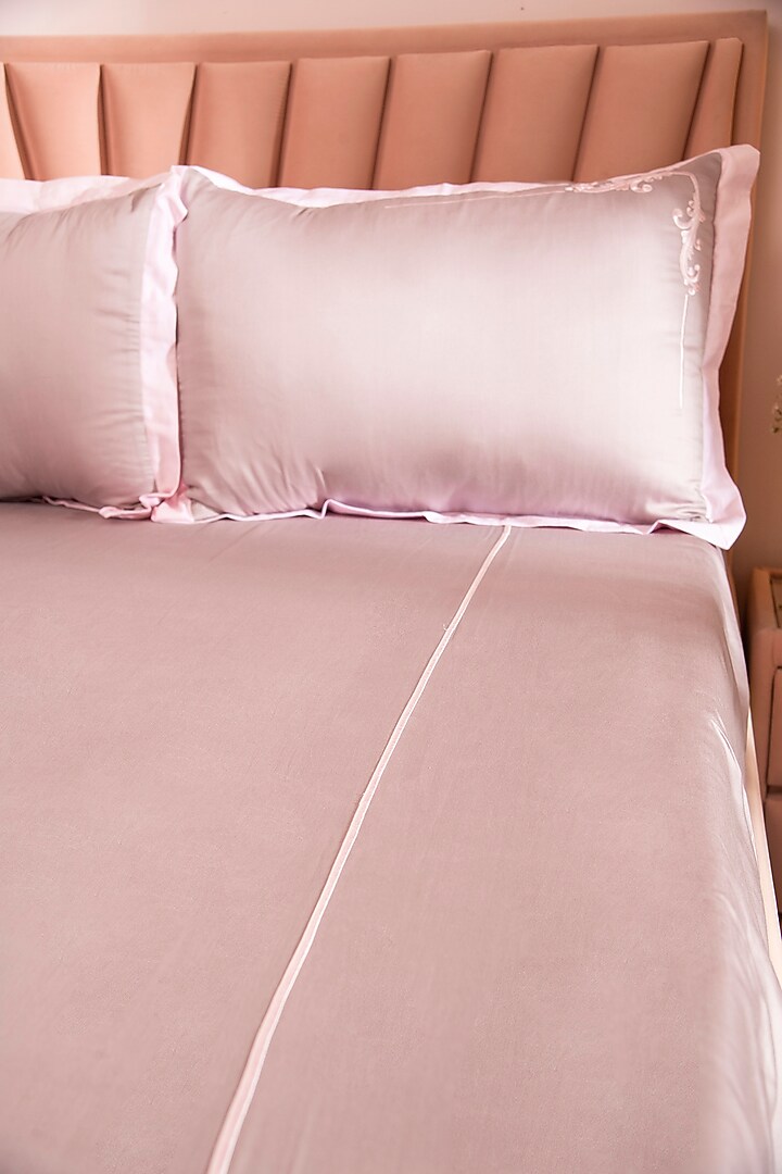 Light Pink Tencel Embroidered Duvet Set by La Paloma at Pernia's Pop Up Shop
