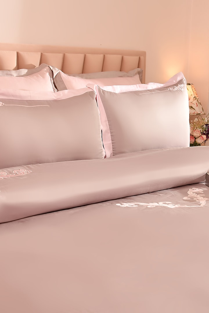 Light Pink Tencel Embroidered Duvet Set by La Paloma at Pernia's Pop Up Shop