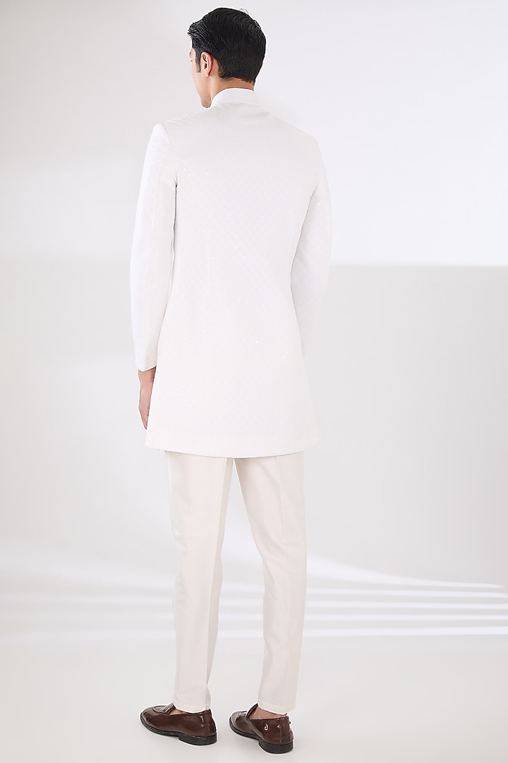Mauve Russian Silk Thread Embroidered Nehru Jacket Set by Laromani at Pernia's Pop Up Shop