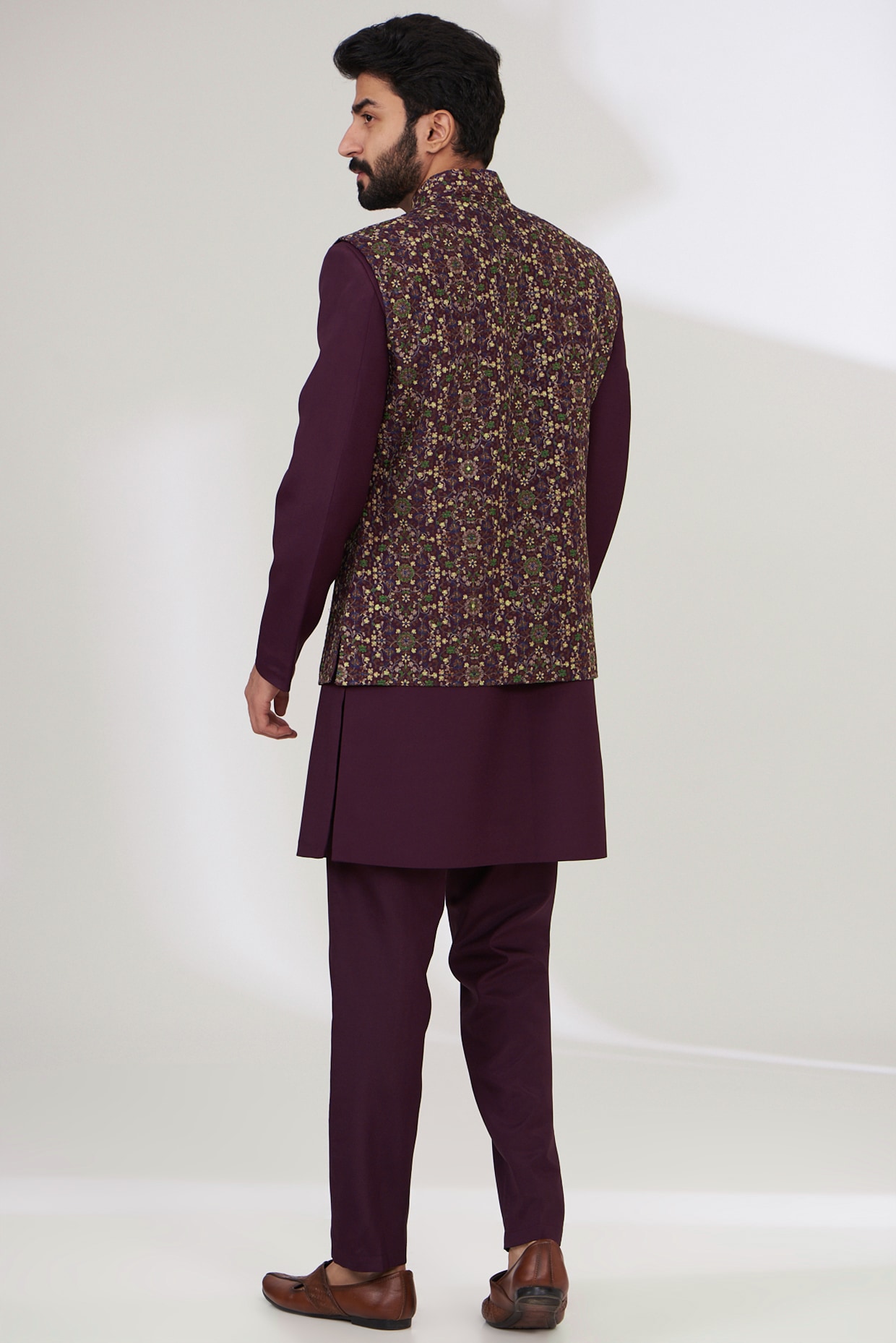 Buy Green Art Silk Printed Floral Nehru Jacket And Kurta Set For Men by  Aryavir Malhotra Online at Aza Fashions.