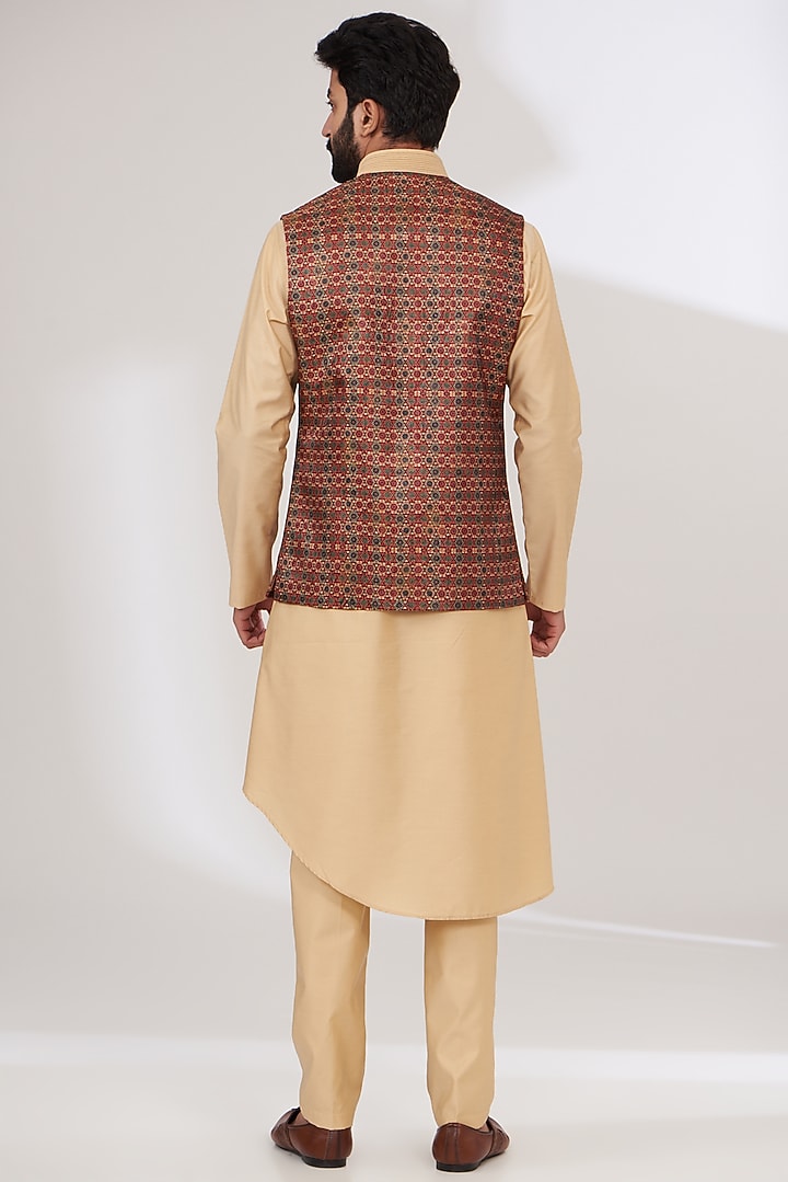 Multi-Colored Brocade Nehru Jacket Set by Laromani at Pernia's Pop Up Shop