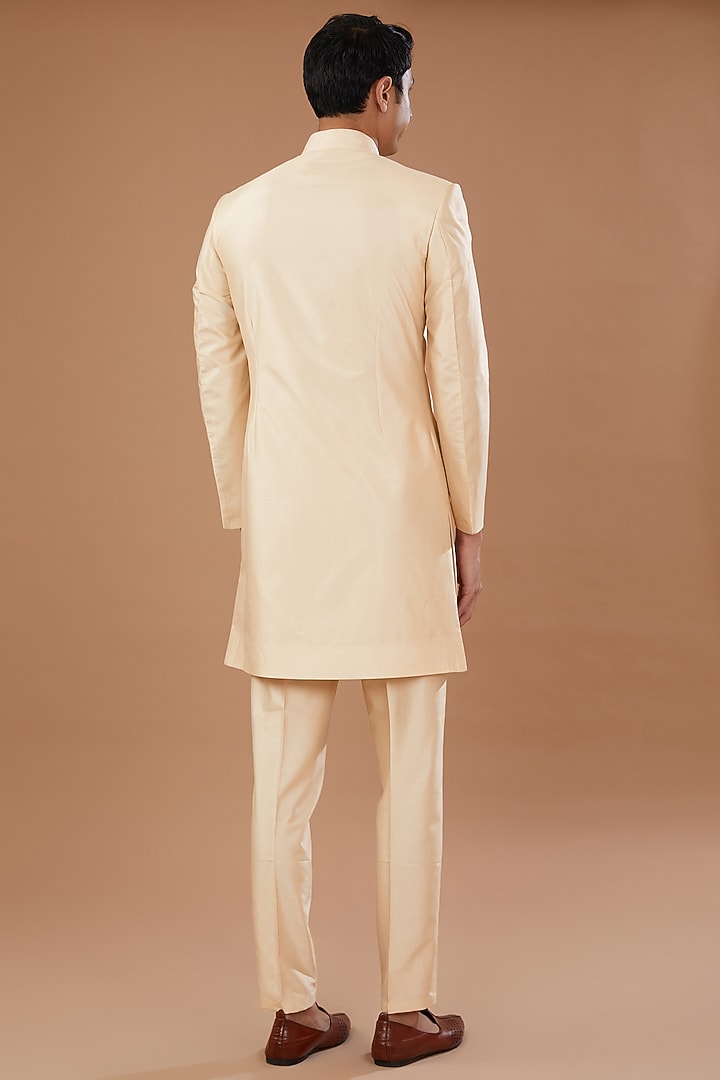 Maroon Faux Georgette Thread Embroidered Nehru Jacket Set by Laromani at Pernia's Pop Up Shop