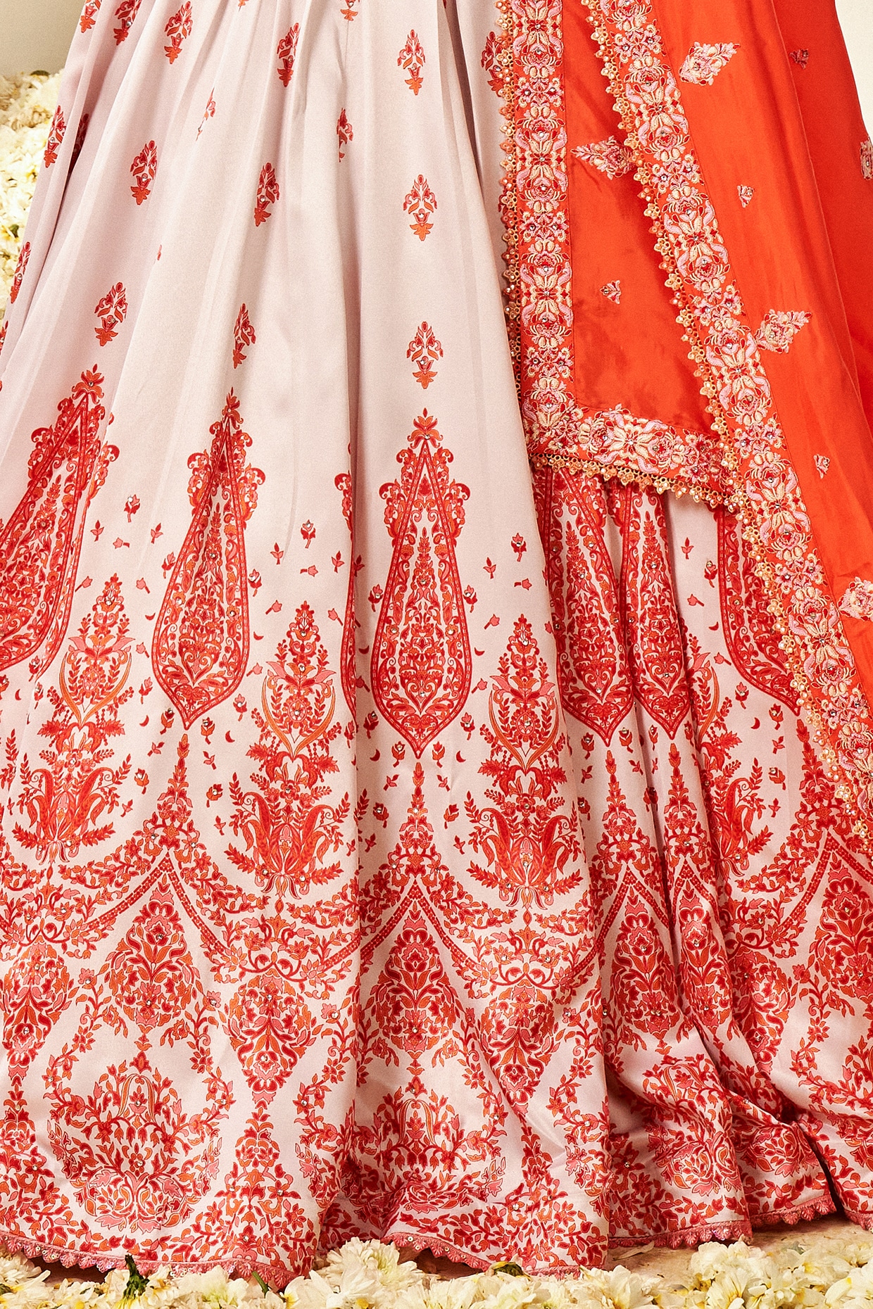 Adorable White Color Floral Motif Lehenga | Odhni – ODHNI