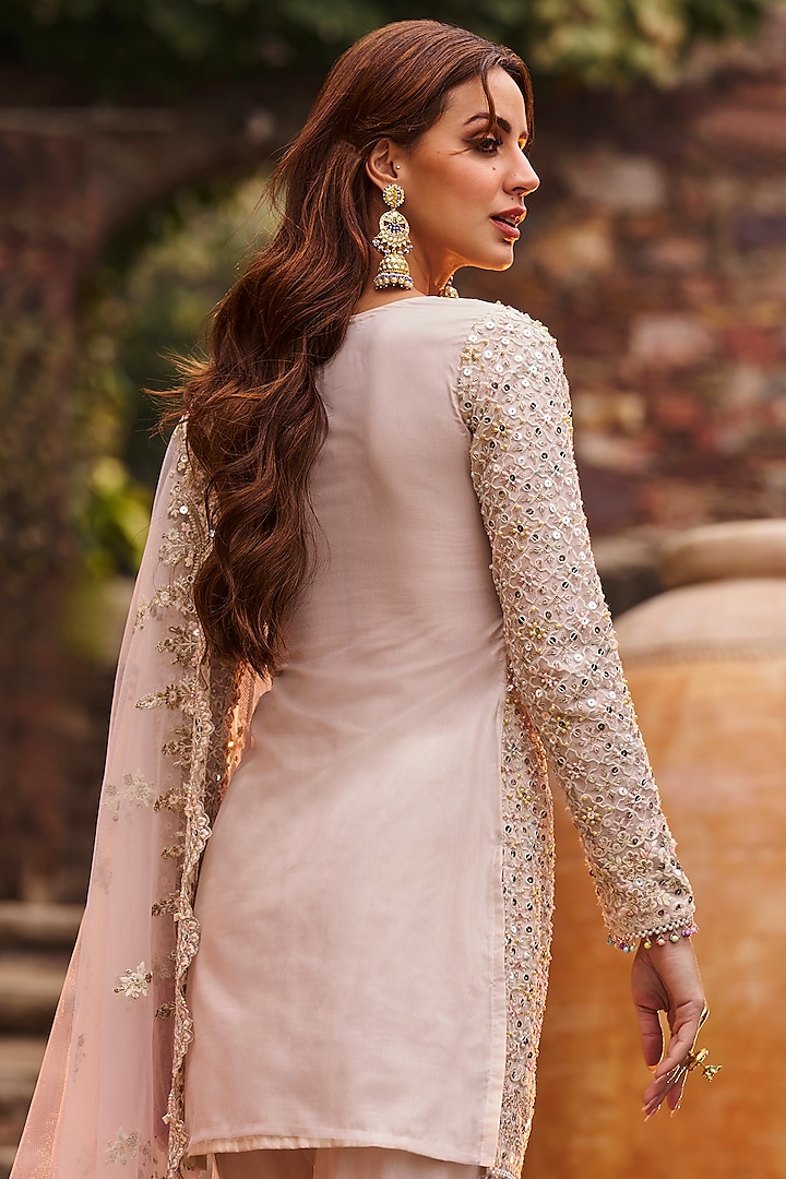 Ivory Net Zari Hand Embellished Gharara Set by Lashkaraa at Pernia's ...