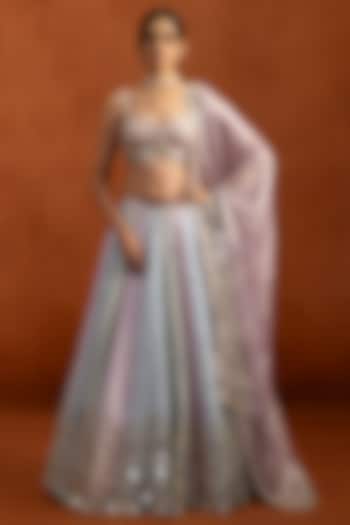 Lavender Satin Sequins & Mirror Work Lehenga Set by Lashkaraa at Pernia's Pop Up Shop