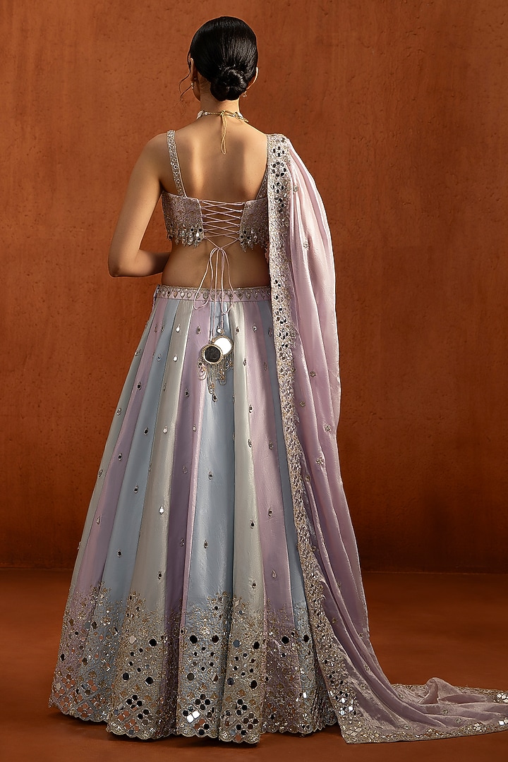 Lavender Satin Sequins & Mirror Work Lehenga Set by Lashkaraa at Pernia's Pop Up Shop