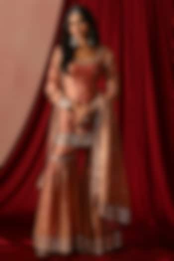 Copper Rose Tissue Gharara Set by Lashkaraa at Pernia's Pop Up Shop
