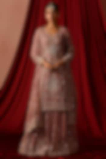 Lavender Tissue Zari Embroidered Party Wear Sharara Set by Lashkaraa at Pernia's Pop Up Shop