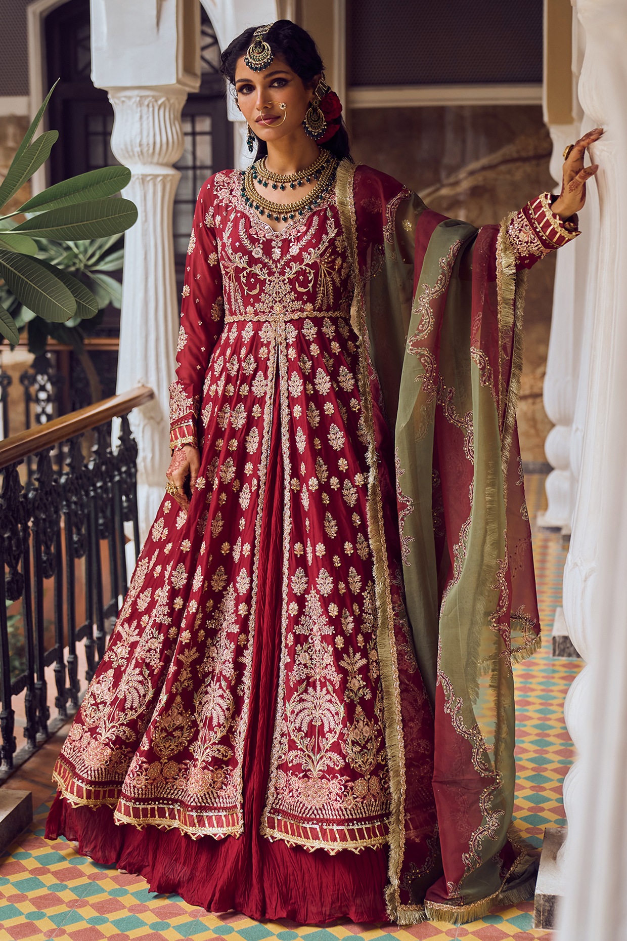 Red Traditional Wedding Handmade split Anarkali lehenga Indian Pakistani  Dress | eBay
