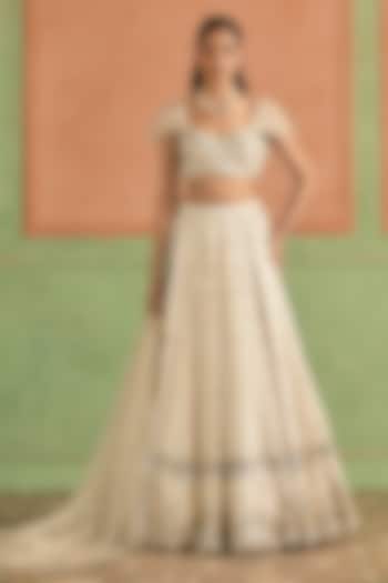 Cream Viscose Tissue Sequins Embellished Lehenga Set by Lashkaraa at Pernia's Pop Up Shop